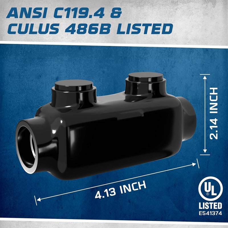 OHLECTRIC Insulated Wire Connector Inline Black Splice for 250-6 Wire Range Lugs with 5/16 Hex Screw, Pre-Filled with Oxide Inhibitor - Wire Connectors, Electrical Connectors, Wire Tap - Image 4